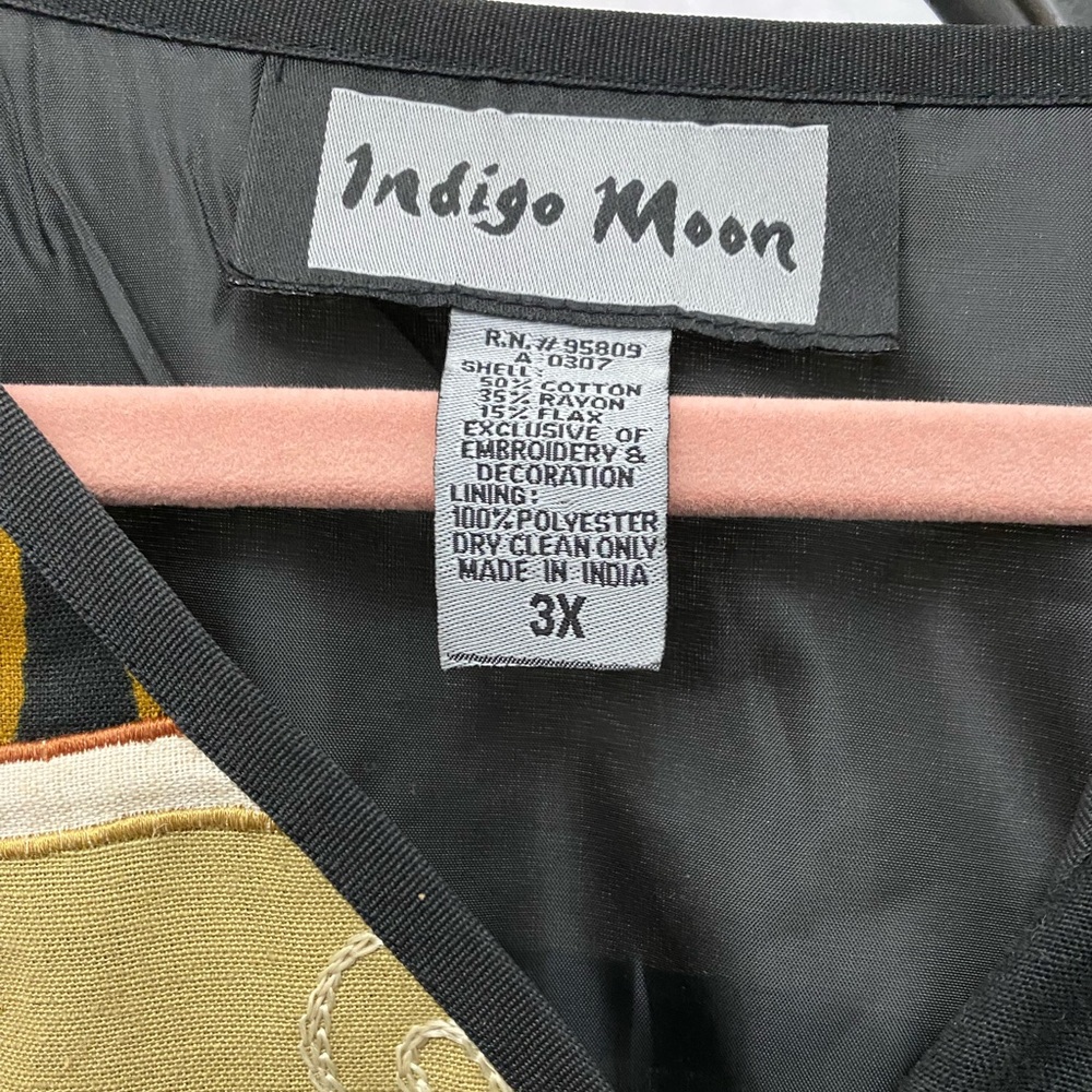 Indigo Moon Patchwork Jacket Blazer Embroidered A… - image 2